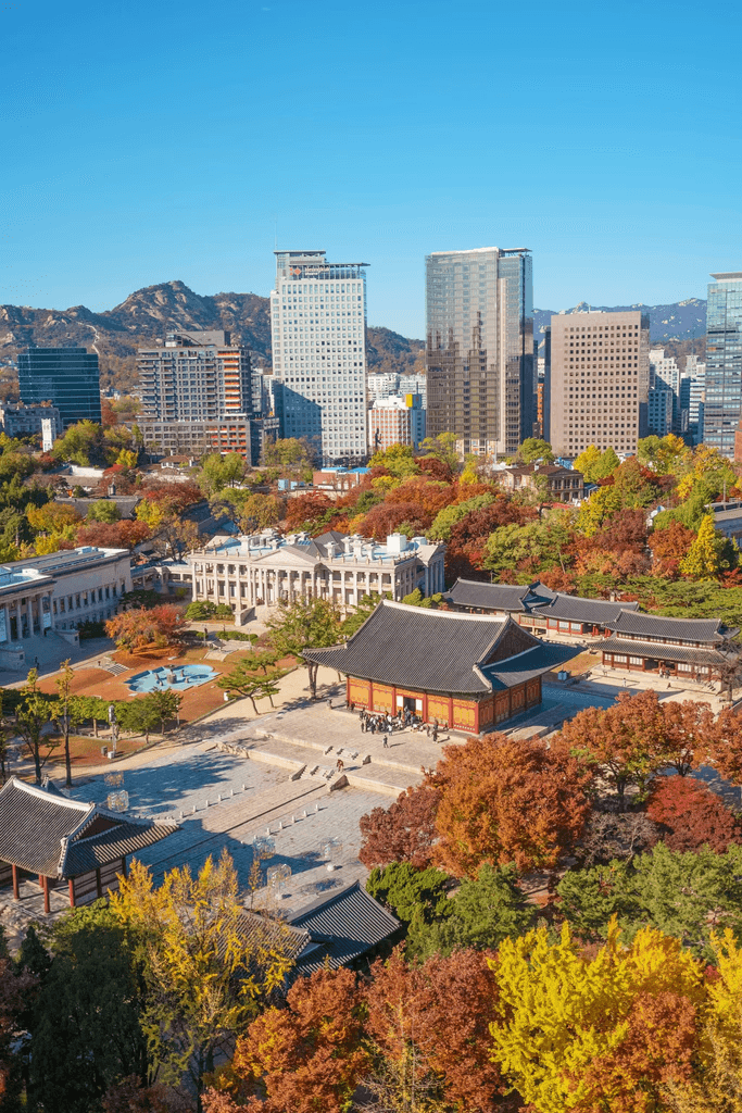 Korean palace grounds in autumn
